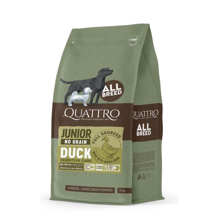 QUATTRO Super Premium No Grain All Breed Junior Duck Valpefôr