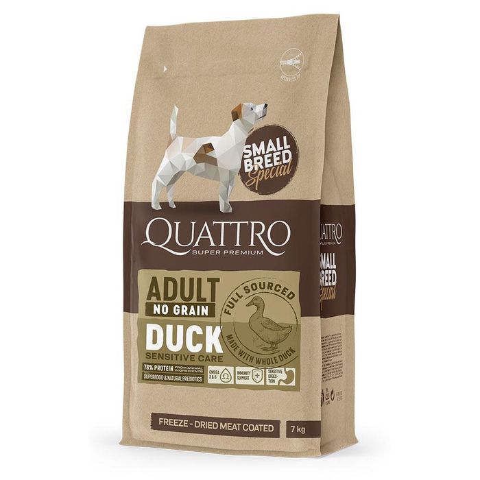 QUATTRO Super Premium No Grain Small Breed Adult Duck Hundefôr