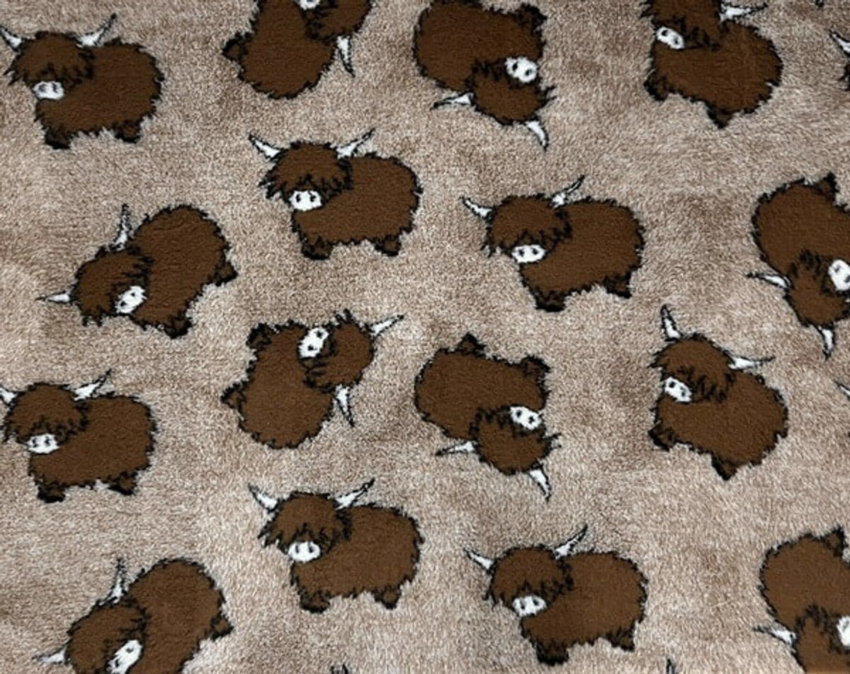 Vetbed til hund med motiv av Highland Cattle 100 x 150 cm 